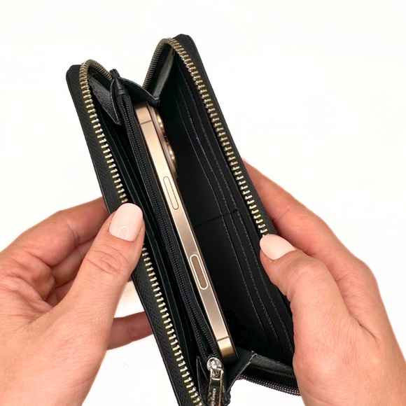 Coach Black Long Accordion Zip Wallet - Picture 8 of 16